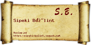 Sipeki Bálint névjegykártya